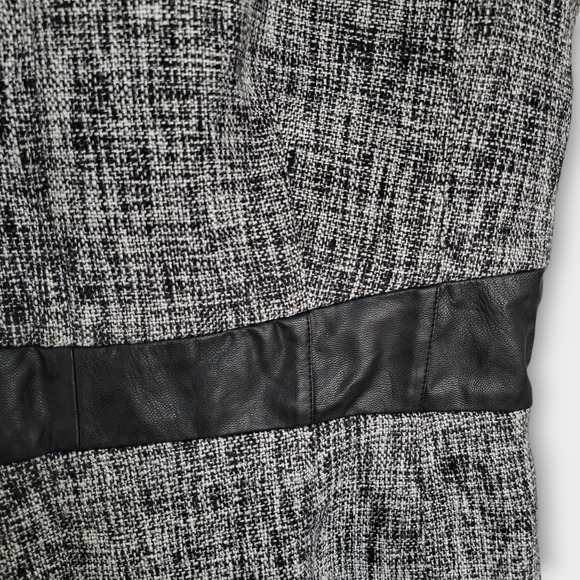DE Collection Tweed Faux Leather Trim Knee Length Sheath Dress Women Sz 12 - Picture 6 of 7
